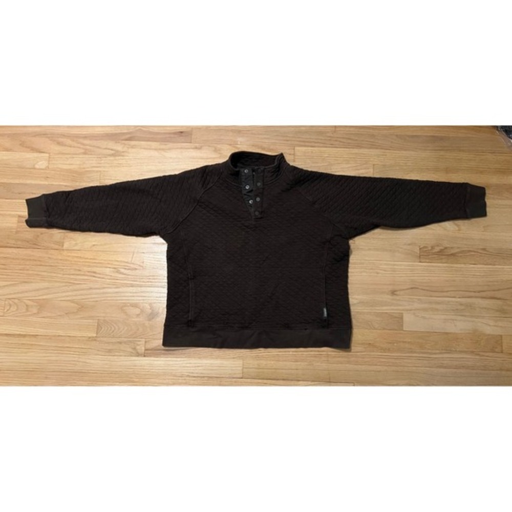 Eddie Bauer Quilted Snap Neck Pullover Sweatshirt Mens XL Dark Brown